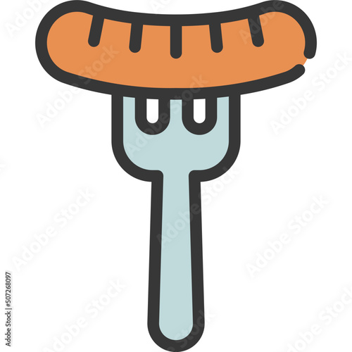 Grilled Sausage Fork Icon