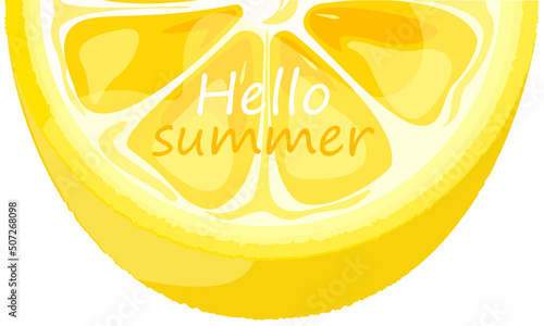 Hello summer.Yellow lemon background.