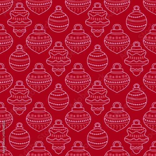 New year seamless Christmas tree balls pattern for fabrics and packaging and gifts and linens and kids