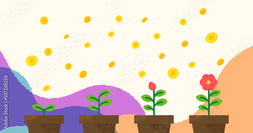 円を積み立てるイメージ背景