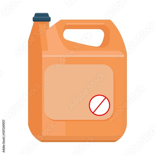 Canister with dangerous liquid. Pest control workers and insects flat vector illustration. Poison and equipment for pest infestation