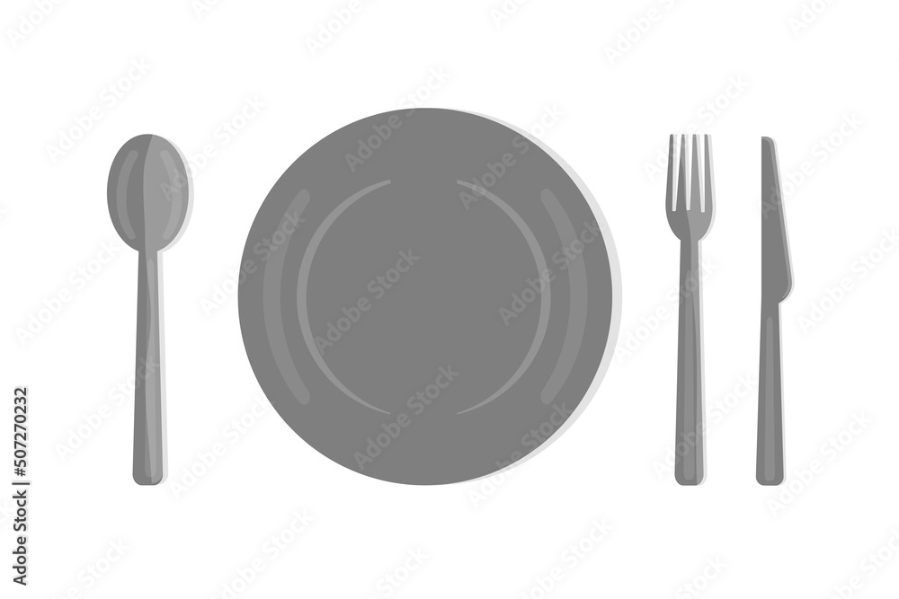 plate spoon fork and knife on the table cutlery icons set plate spoon fork and knife on the table cutlery icons set