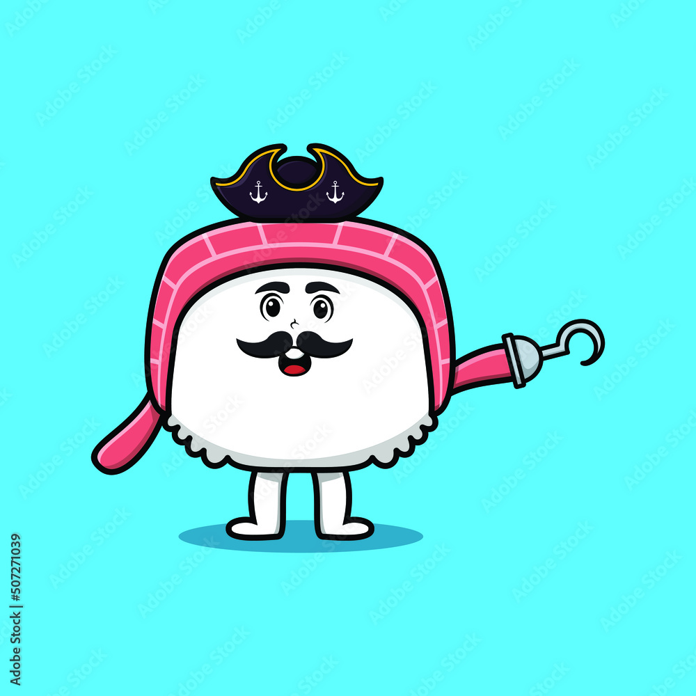 Cute cartoon pirate chinese cabbage with hook hand in 3d modern style design Cute cartoon pirate chinese cabbage with hook hand in 3d modern style design