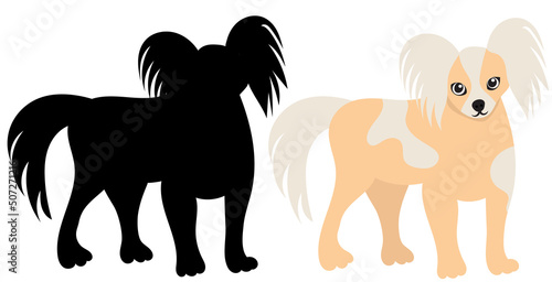 dog black silhouette on white background, isolated, vector