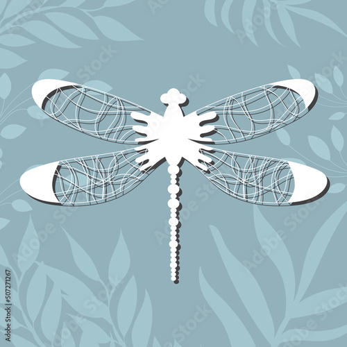dragonfly silhouette on abstract background, vector
