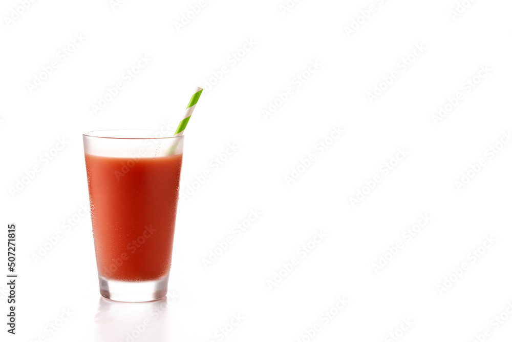 Fresh watermelon juice isolated on white background. Copy space Fresh watermelon juice isolated on white background. Copy space