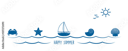 summer holiday marine design banner sea boat shell starfish ancher