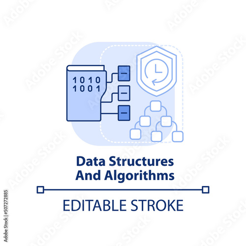 Data structures and algorithms light blue concept icon. Programming skill abstract idea thin line illustration. Isolated outline drawing. Editable stroke. Arial, Myriad Pro-Bold fonts used