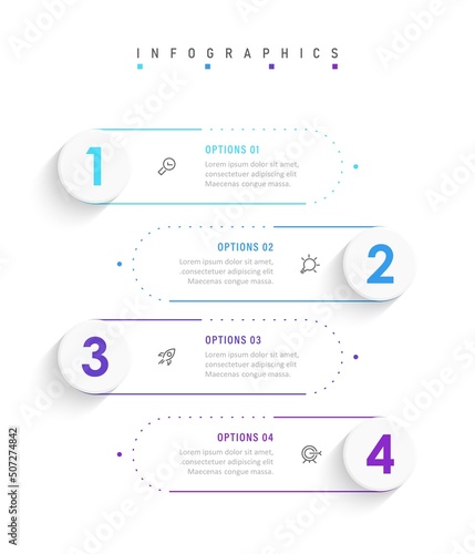 Vector Infographic label design template with icons and 4 options or steps. Can be used for process diagram, presentations, workflow layout, banner, flow chart, info graph.