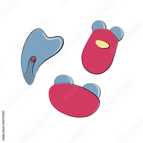 Microcurrent toning facial devices. Lifting rollers for lymphatic drainage anti-aging anti-wrinkle massage. Beauty skin care equipment gadgets and devices. Techniques for youth and beauty