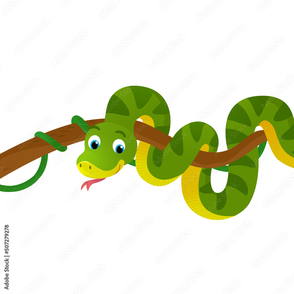Fototapeta premium cartoon scene with snake animal illustration