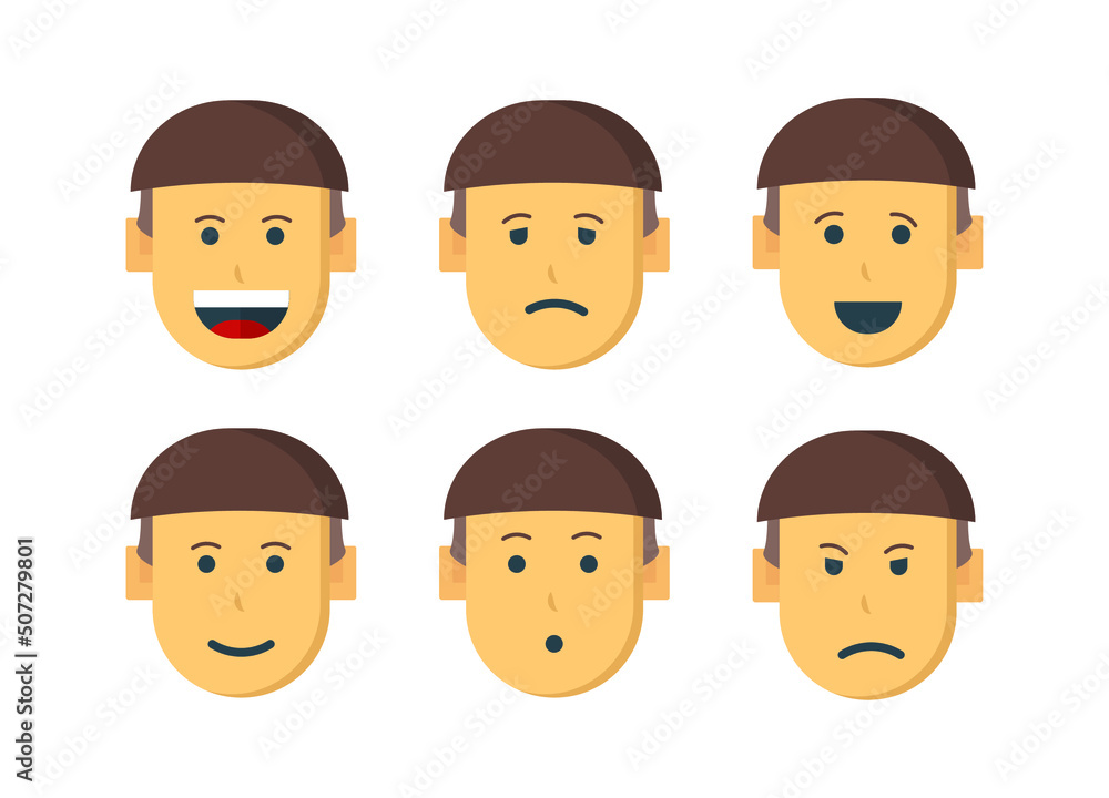 Set flat character face expressions Set flat character face expressions