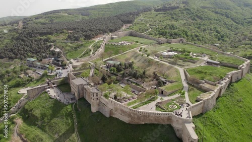 Aerial view on ancient fortress Narin Kala in Derbent