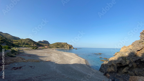 El sombrerico beach in Almeria. Beach in the Mediterranean sea.
