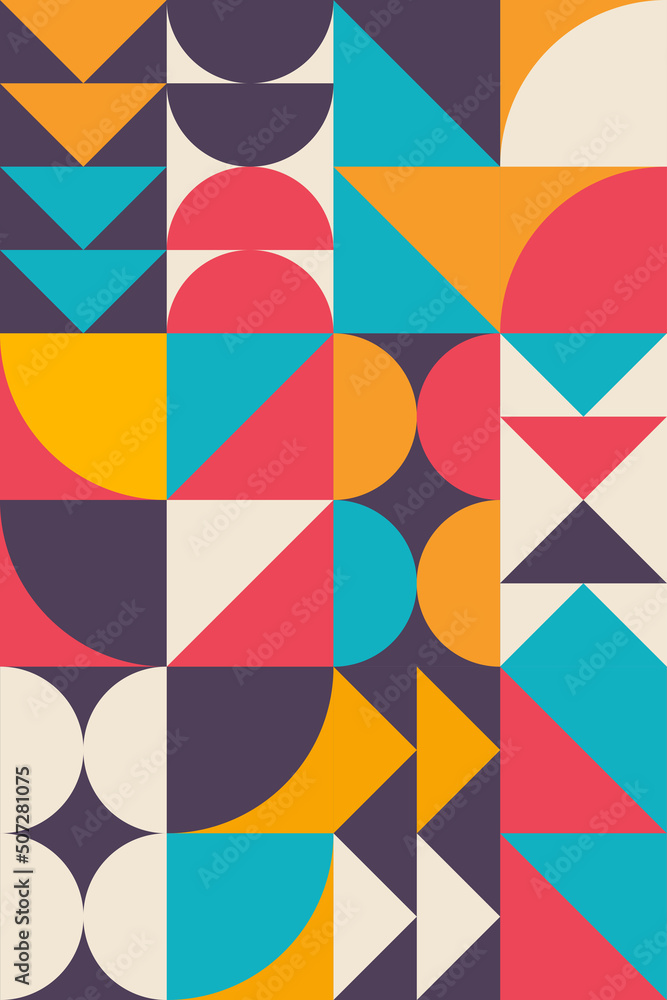 Geometric pattern background texture for poster cover design. Abstract geometric pattern design in retro style. Flat design Vector illustration.