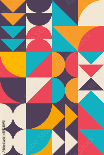 Geometric pattern background texture for poster cover design. Abstract geometric pattern design in retro style. Flat design Vector illustration.