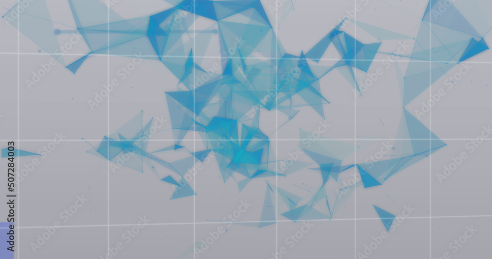 Image of graph and blue shapes over beige background