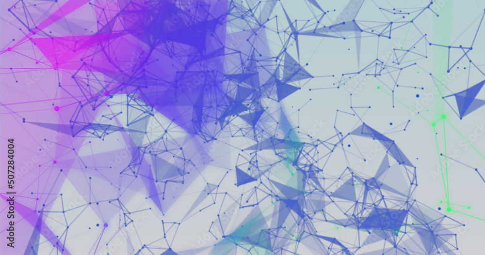 Image of blue, green and violet shapes moving on grey background Image of blue, green and violet shapes moving on grey background