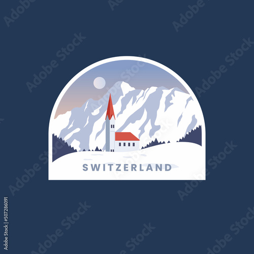 switzerland travel stamps vector illustration