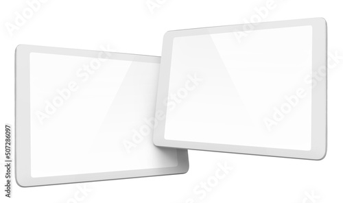 White tablet computers, isolated on white background