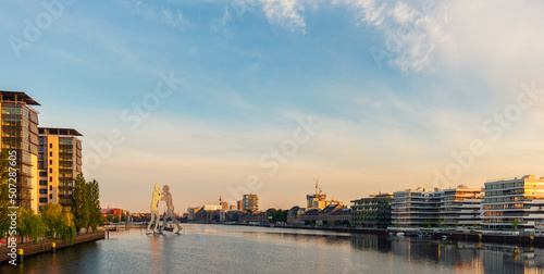 berlin cityscape sunrise at at the river spree 