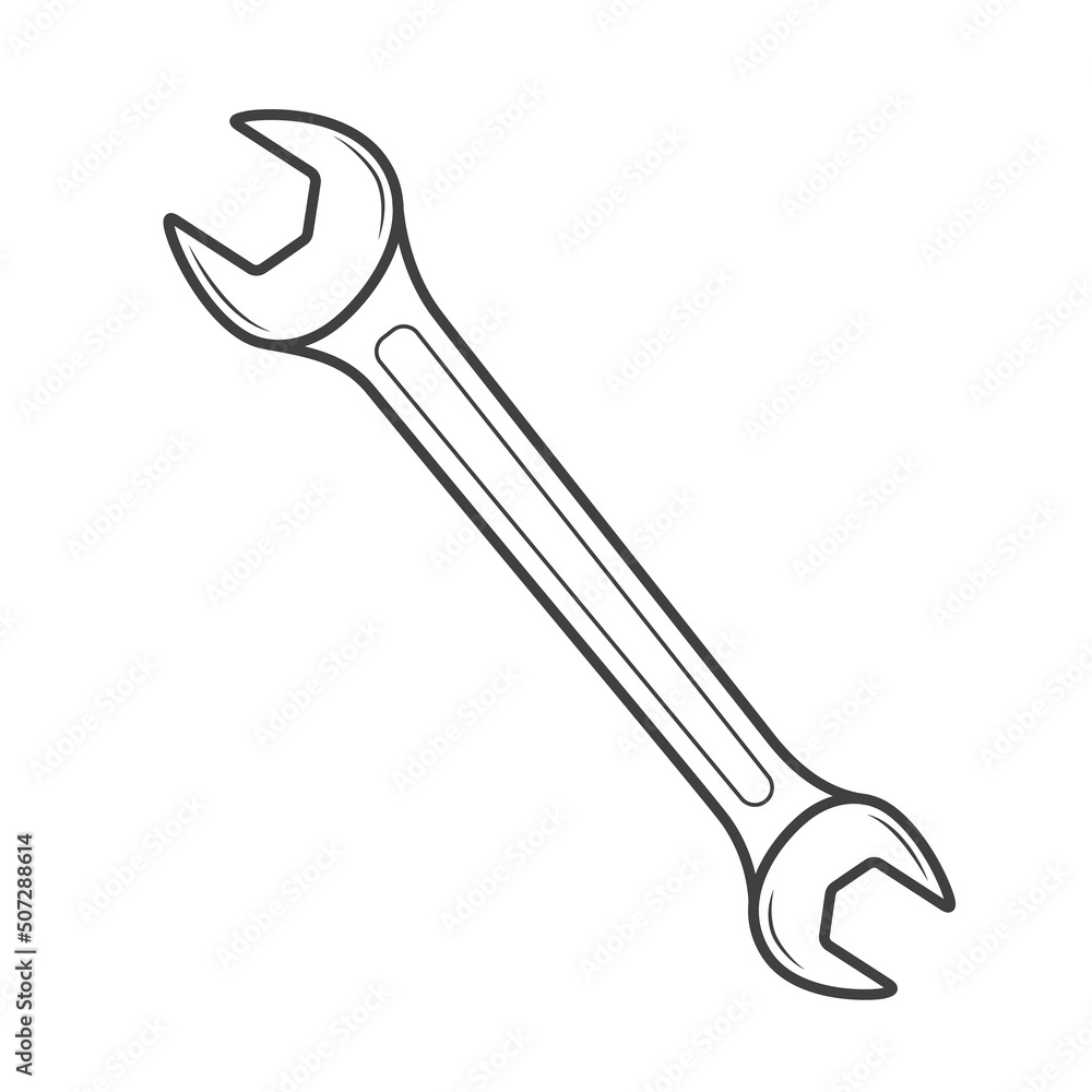 Wrench vector line style isolated on white background. 10 eps Wrench vector line style isolated on white background. 10 eps
