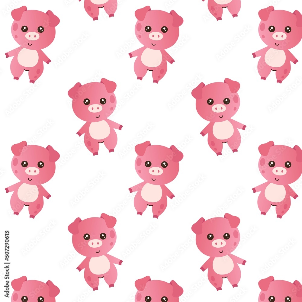 Vector childish pattern with cute pigs.