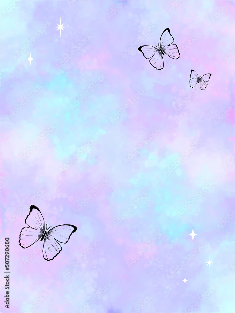 holographic vector background with butterflies for banners, cards, flyers, social media wallpapers, etc.