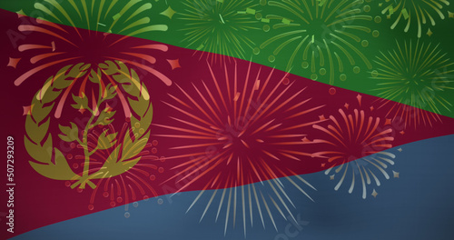 Image of confetti over flag of eritrea photo
