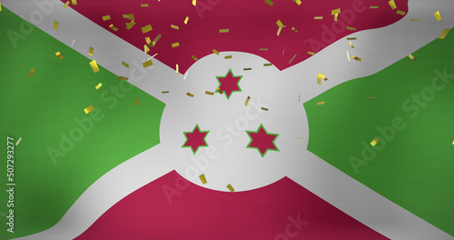 Image of confetti over flag of burundi photo