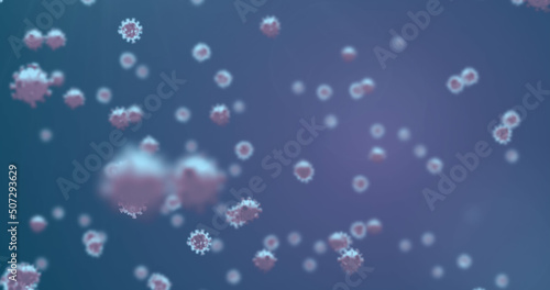 Image of virus cells on blue background