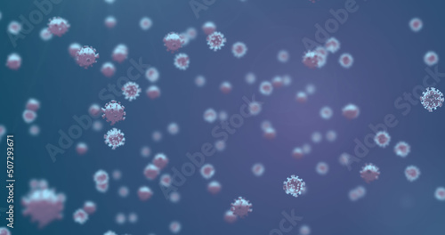 Image of virus cells on blue background photo