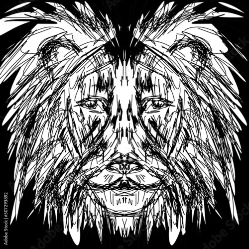 Lion, king of animals. Tattoo, freehand drawing, vector. Sketch. Contemporary trendy art illustration
