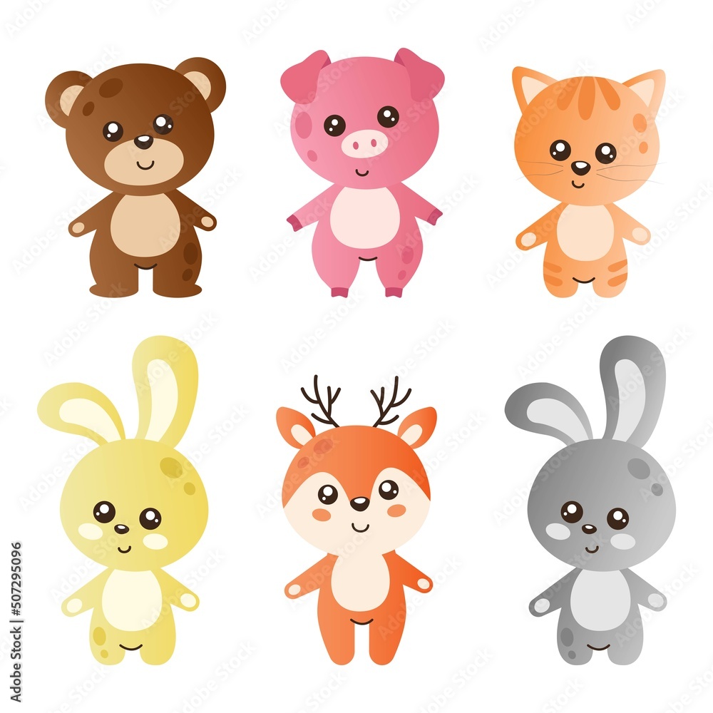 Cute animals with gradient for your beautiful design. Cute animals with gradient for your beautiful design.