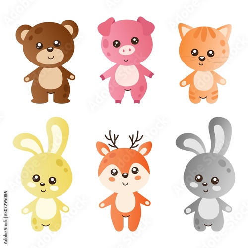Cute animals with gradient for your beautiful design.