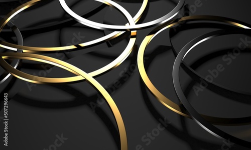 Shiny gold rings shapes. Luxury background