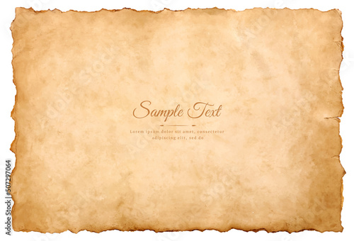 Vector old parchment paper sheet vintage aged or texture isolated on white background