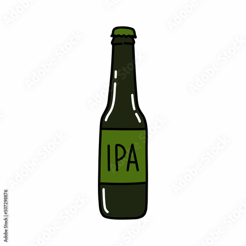 ipa beer doodle icon, vector color line illustration