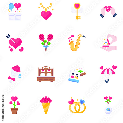Trendy Pack of Love Day Flat Icons 