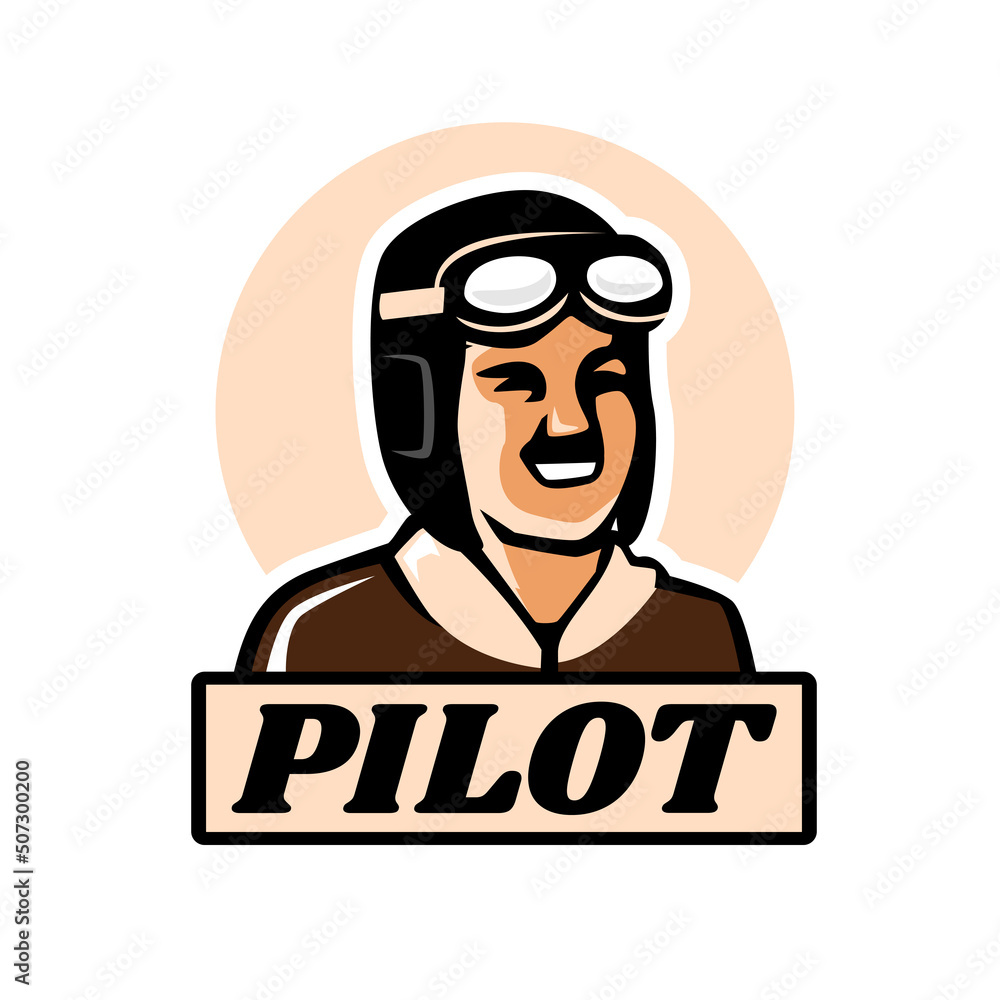 Portrait of pilot, Aviator, airman illustration.