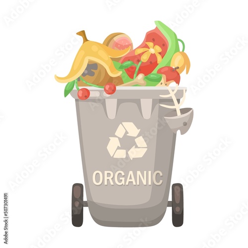 Recycle bin for sorting garbage vector illustration. Containers or trash bin for organic sorting waste isolated on white background. Recycling concept