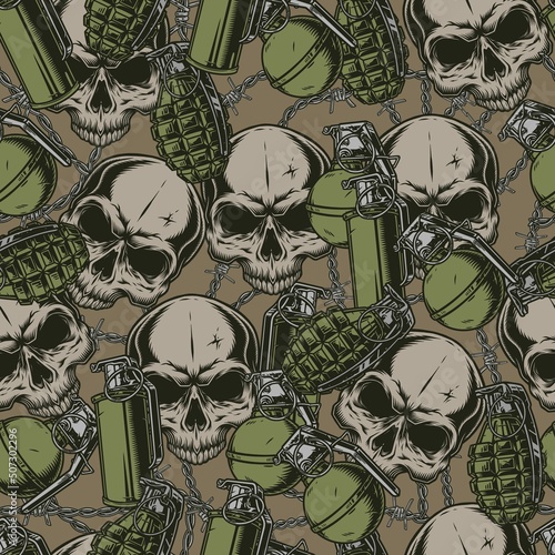 Military horror colorful pattern seamless