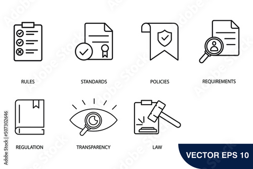 compliance icons set . compliance pack symbol vector elements for infographic web