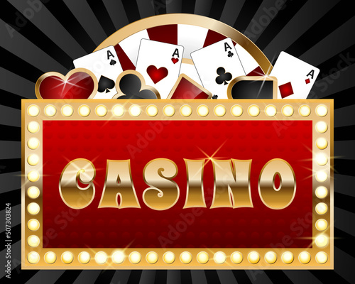 Card suits poster on black background for casino