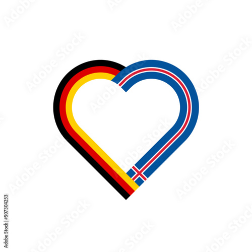 unity concept. heart ribbon icon of germany and iceland flags. vector illustration isolated on white background