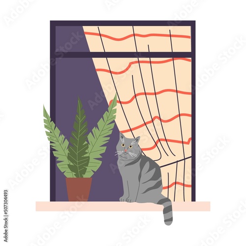 Open window with diverse and friendly neighbors in apartments vector illustration. Exterior of building with men and women living inside