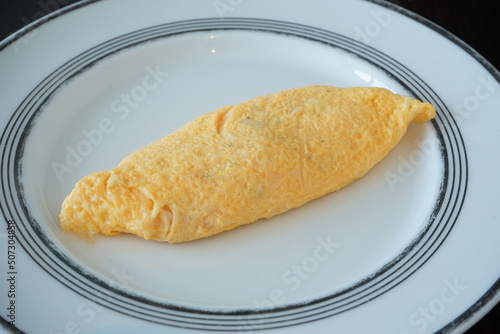 Obraz na płótnie Morning Breakfast, Plain Egg Omelet - モーニング セット 朝食 オムレツ w salonie