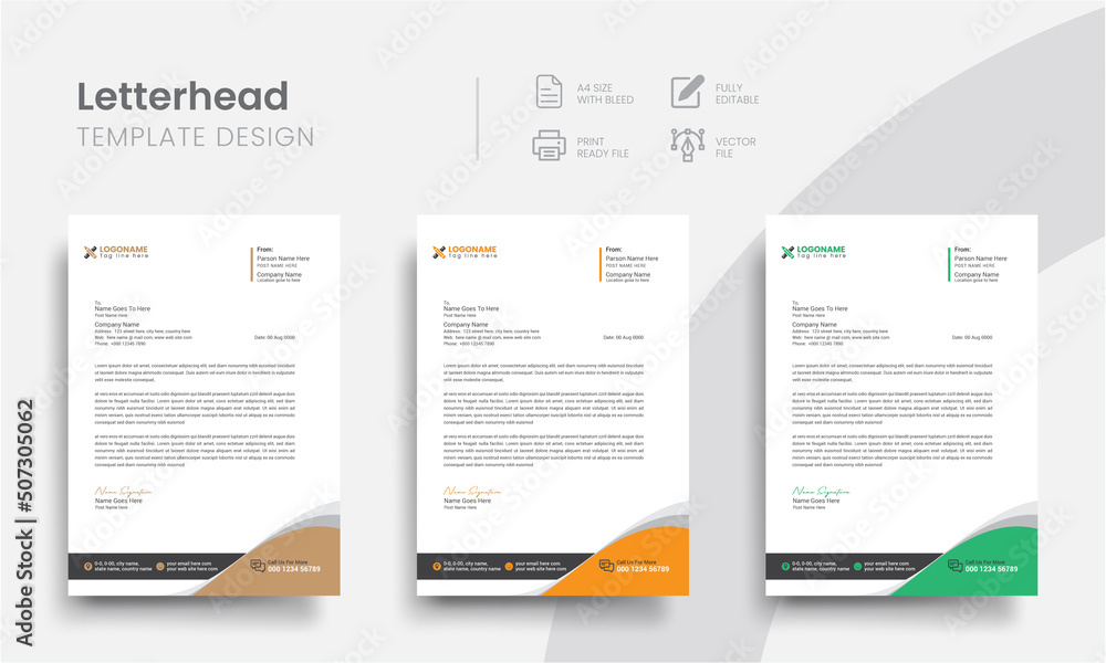 Obraz premium Professional letterhead business stationery template for corporate identity. Simple company letterhead and business letter layout with brand identity. Vol - 39