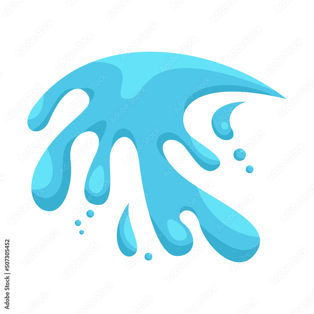 Cartoon illustration with water splash and drops. Cartoon illustration with water splash and drops.