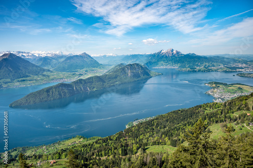 Canvas-taulu Landscape of Rigi, Lake Lucerne, Burgenstock resort and Pilatus mount